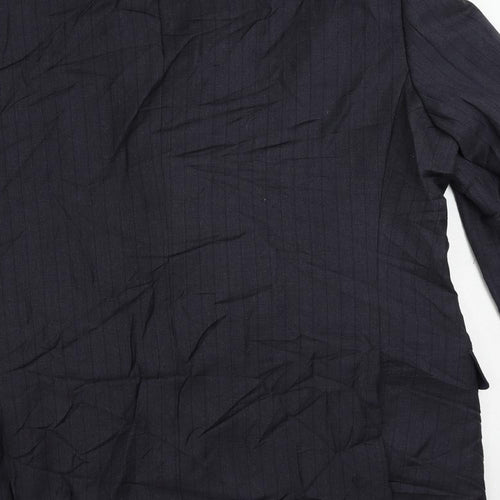 Marks and Spencer Mens Blue Striped Polyacrylate Fibre Jacket Suit Jacket Size 44 Regular
