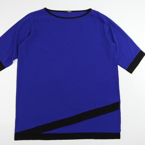 Quiz Womens Blue Polyester Shift Size 24 Boat Neck Pullover - Contrasting Trim