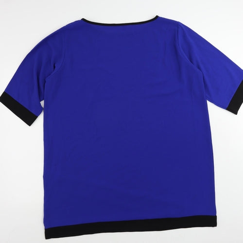 Quiz Womens Blue Polyester Shift Size 24 Boat Neck Pullover - Contrasting Trim