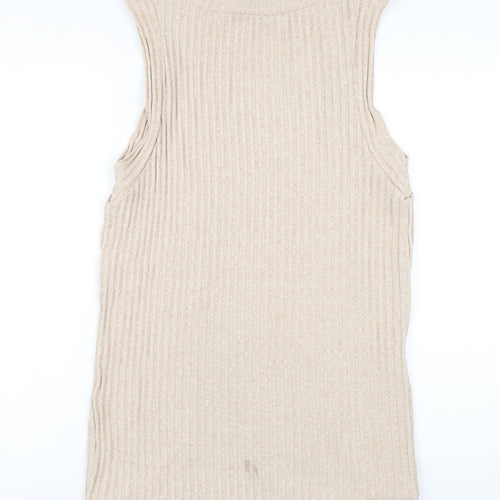 ASOS Womens Beige Polyester Mini Size 8 Boat Neck Pullover