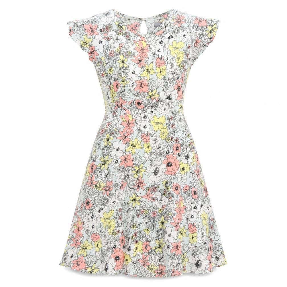 Marks and Spencer Womens Multicoloured Floral Viscose A-Line Size 8 Round Neck Button