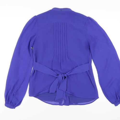 Oasis Womens Blue Polyester Basic Button-Up Size 8 V-Neck