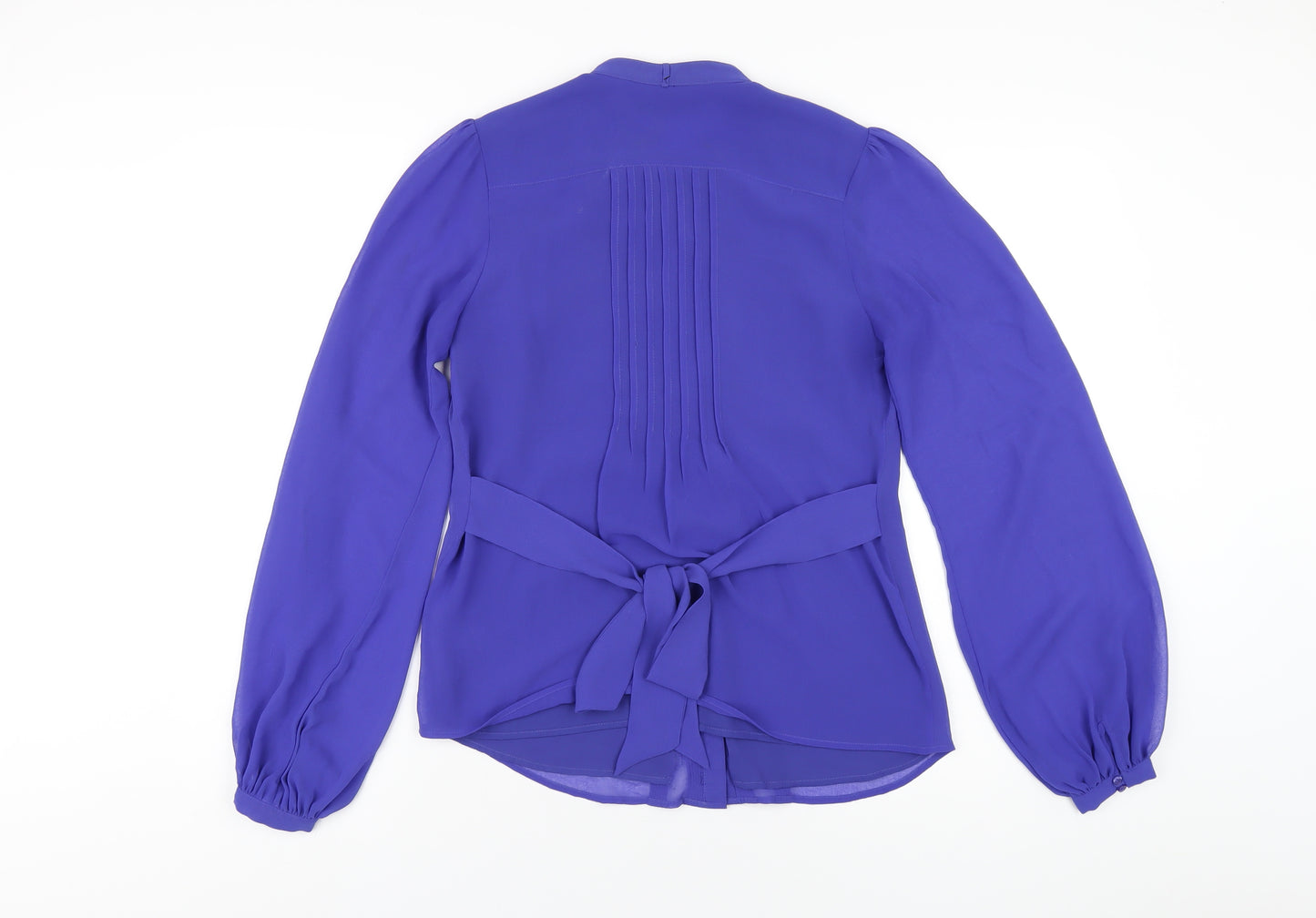 Oasis Womens Blue Polyester Basic Button-Up Size 8 V-Neck