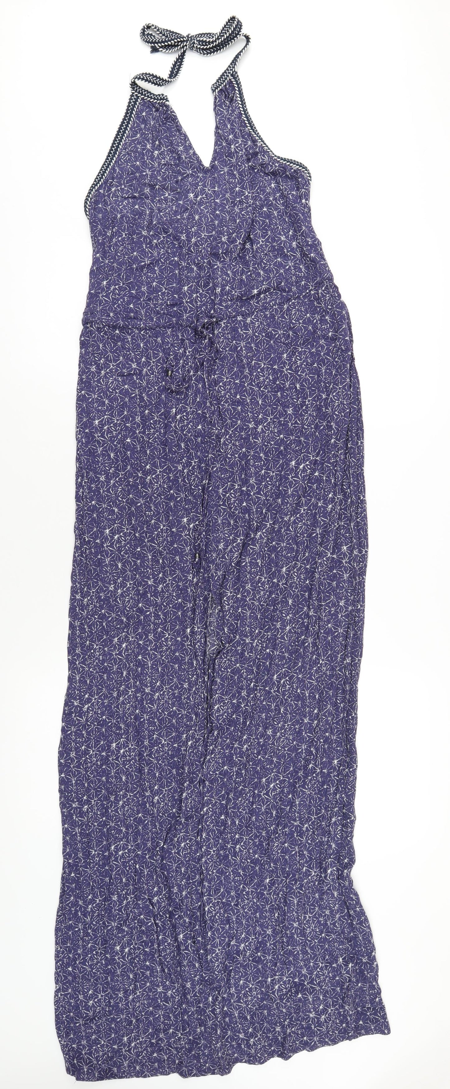 New Look Womens Blue Geometric Viscose Maxi Size 8 Halter Pullover