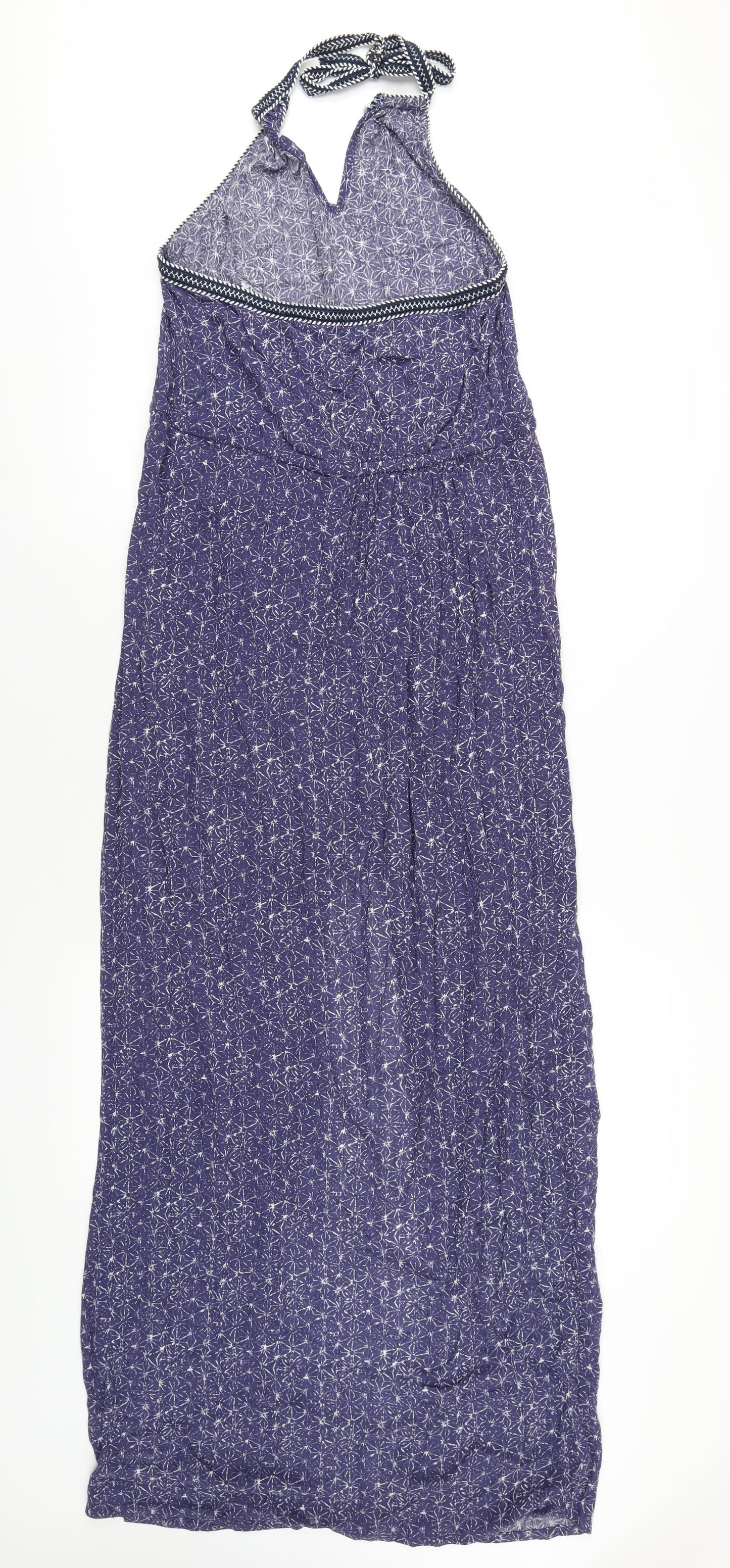 New Look Womens Blue Geometric Viscose Maxi Size 8 Halter Pullover