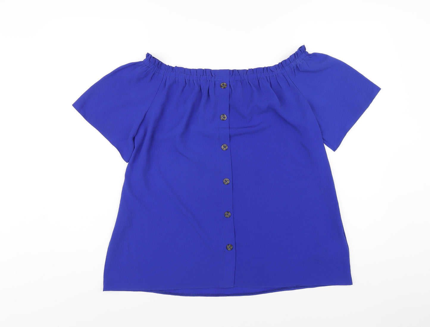 Dorothy Perkins Womens Blue Polyester Basic T-Shirt Size 12 Off the Shoulder