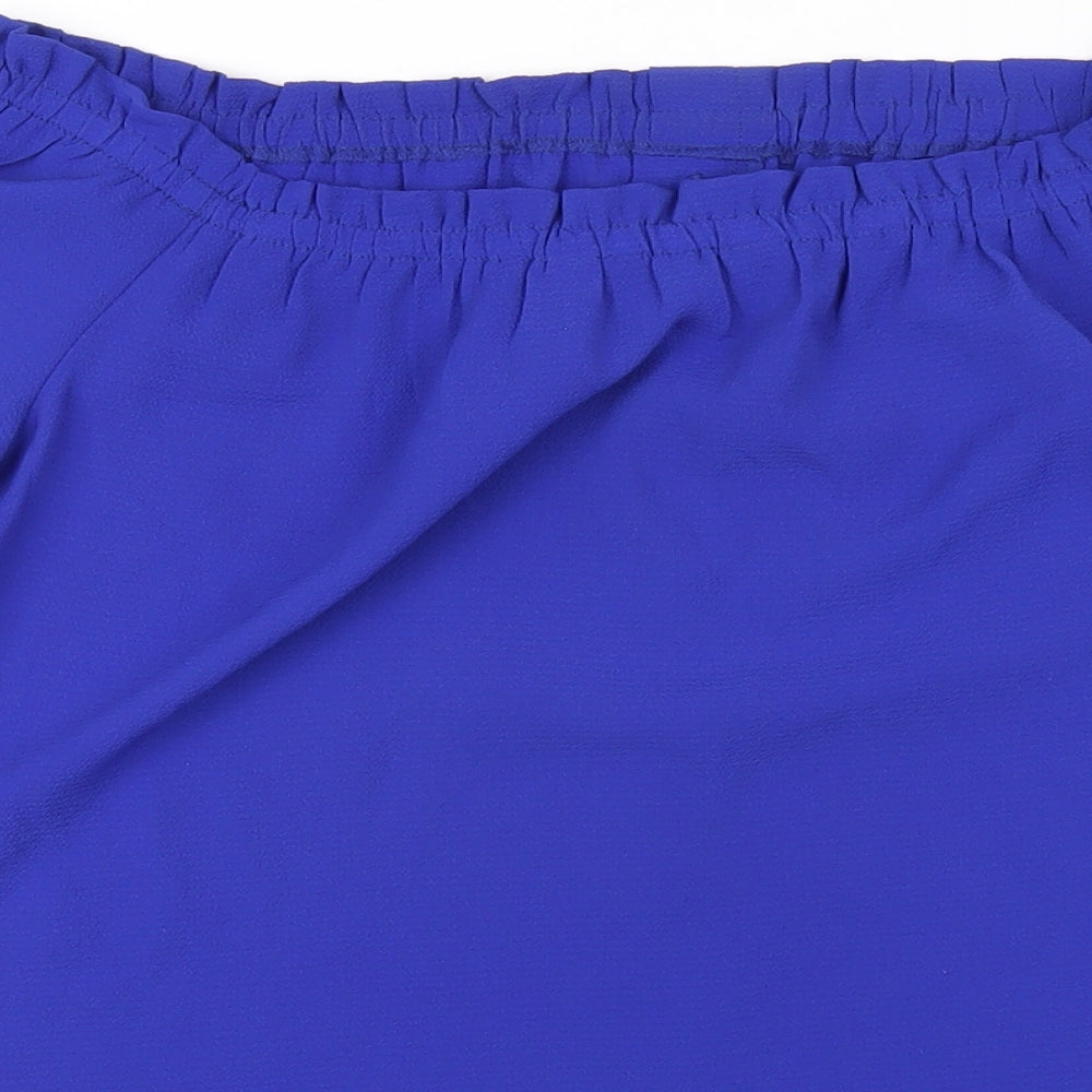 Dorothy Perkins Womens Blue Polyester Basic T-Shirt Size 12 Off the Shoulder