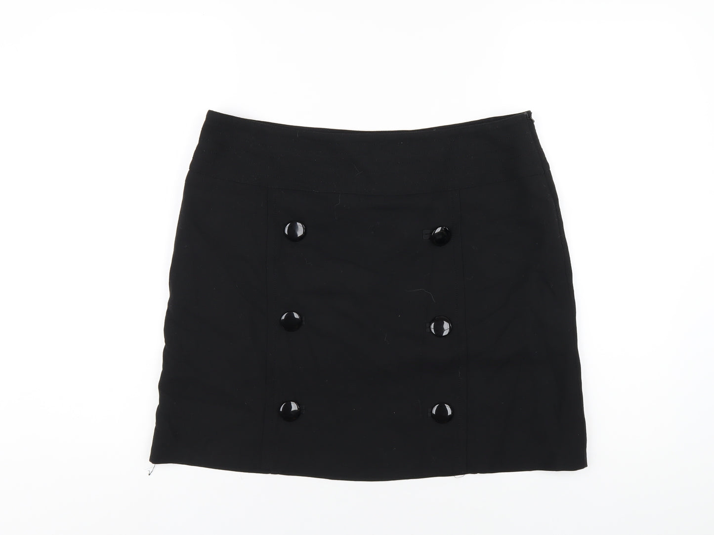 Principles Womens Black Polyester A-Line Skirt Size 14 Zip