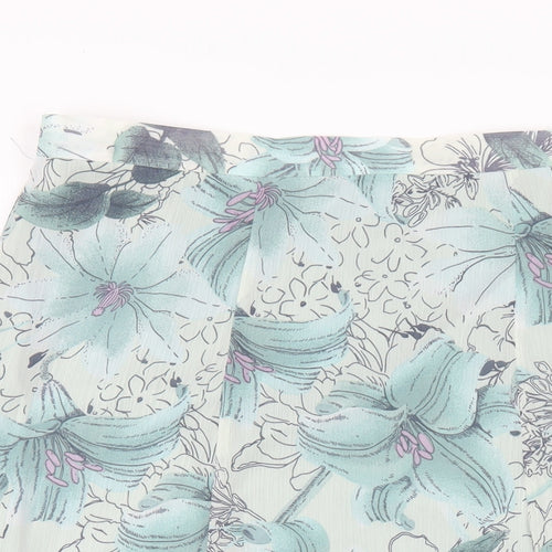Debenhams Womens Green Floral Polyester A-Line Skirt Size 16 Zip