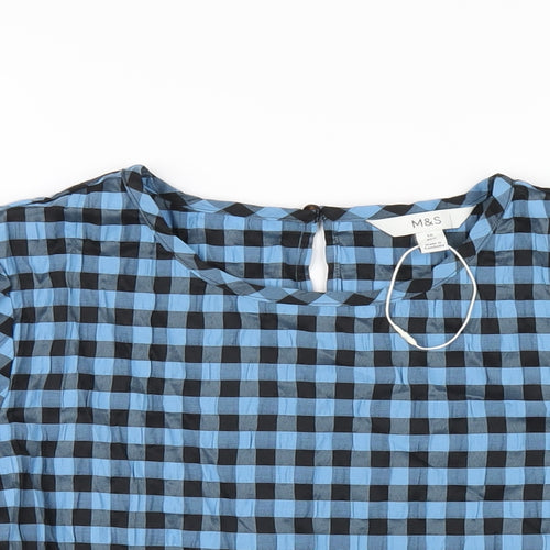 Marks and Spencer Womens Blue Polyester Basic T-Shirt Size 20 Collared