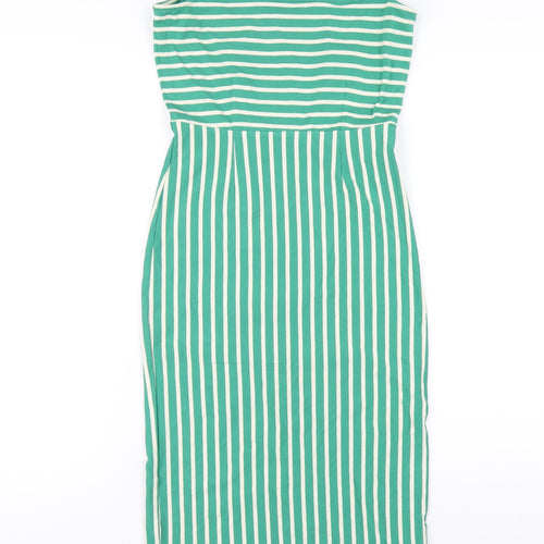 King Louie Womens Green Striped Cotton Bodycon Size XS Off the Shoulder Pullover