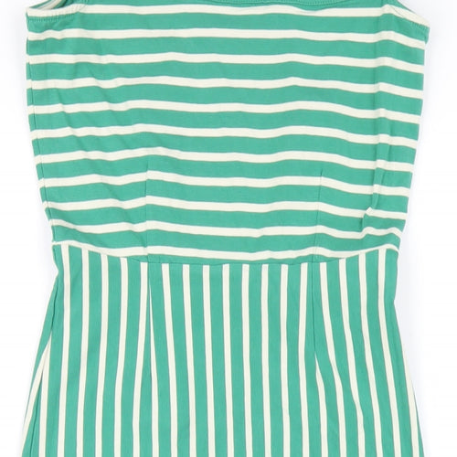 King Louie Womens Green Striped Cotton Bodycon Size XS Off the Shoulder Pullover