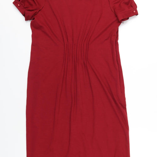 Betty Jackson Womens Red Polyester A-Line Size 14 Round Neck Zip