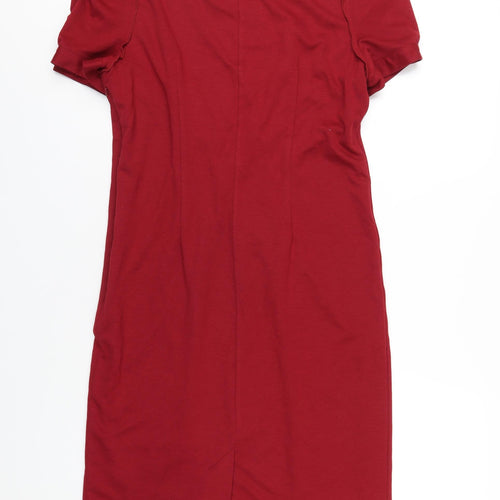 Betty Jackson Womens Red Polyester A-Line Size 14 Round Neck Zip