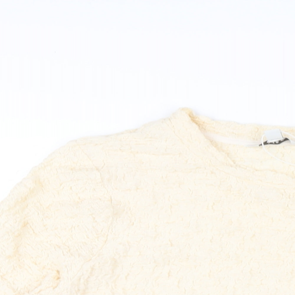 Marks and Spencer Womens Ivory Cotton Basic T-Shirt Size 24 Round Neck