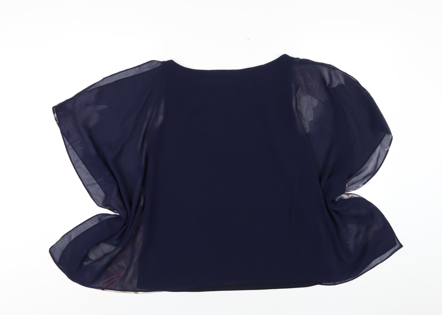 Wallis Womens Blue Floral Polyester Basic T-Shirt Size 8 Round Neck