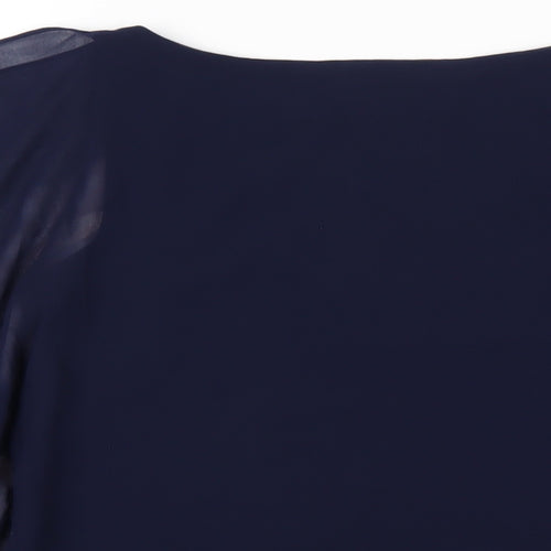 Wallis Womens Blue Floral Polyester Basic T-Shirt Size 8 Round Neck