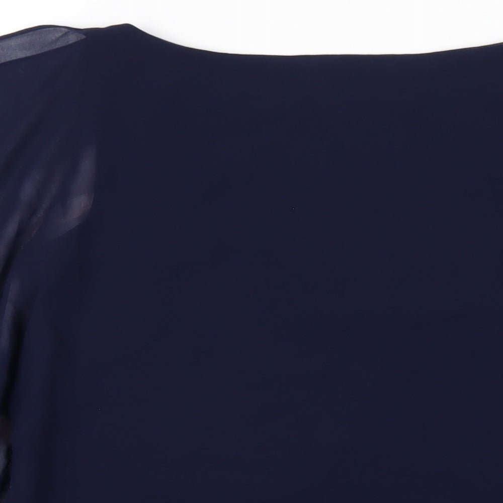 Wallis Womens Blue Floral Polyester Basic T-Shirt Size 8 Round Neck