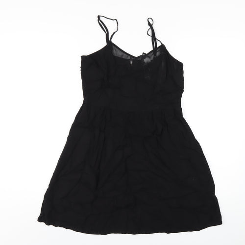 H&M Womens Black Viscose A-Line Size 12 V-Neck Zip