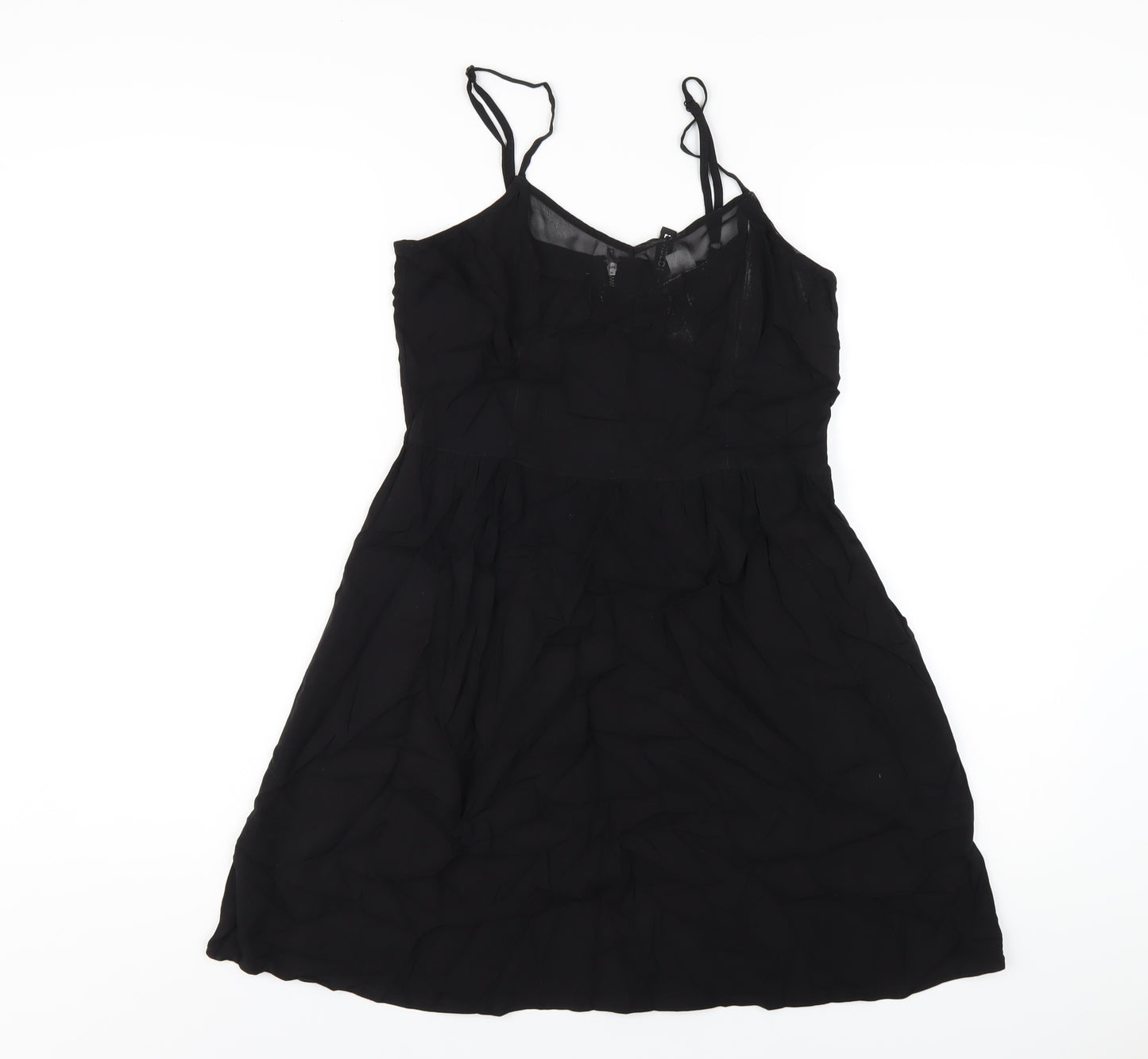 H&M Womens Black Viscose A-Line Size 12 V-Neck Zip
