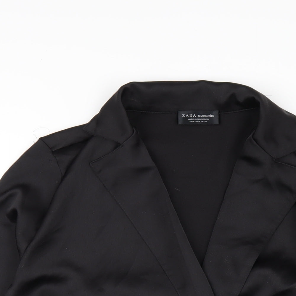 Zara Womens Black Polyester Bodysuit One-Piece Size M Snap