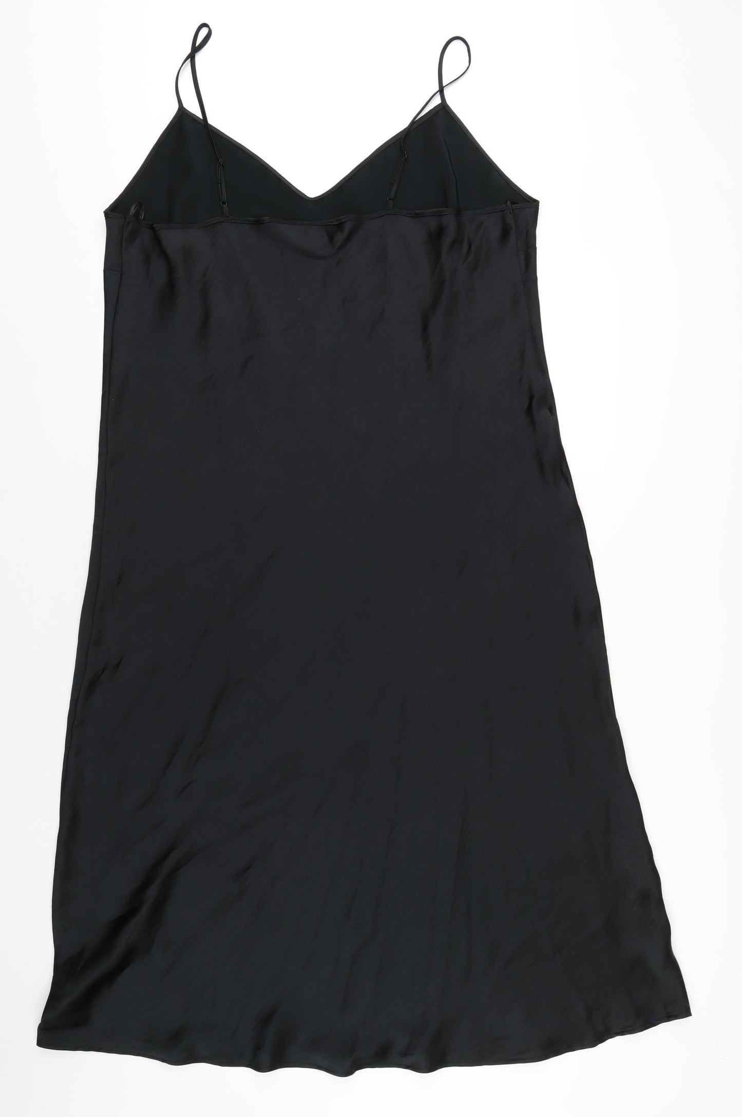 Marks and Spencer Womens Black Polyester Slip Dress Size 22 V-Neck Pullover