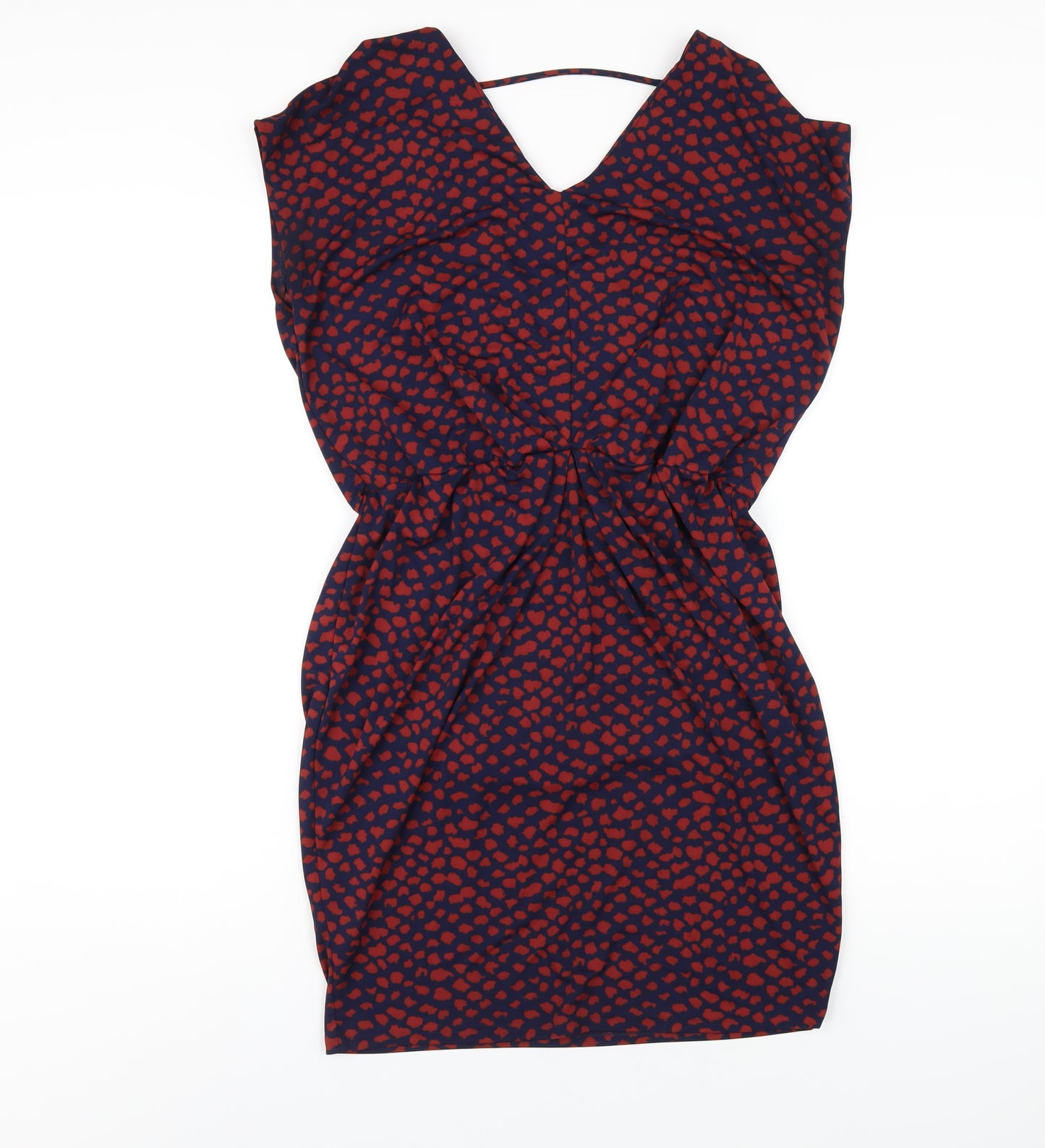 NEXT Womens Blue Geometric Polyester A-Line Size 10 V-Neck Pullover
