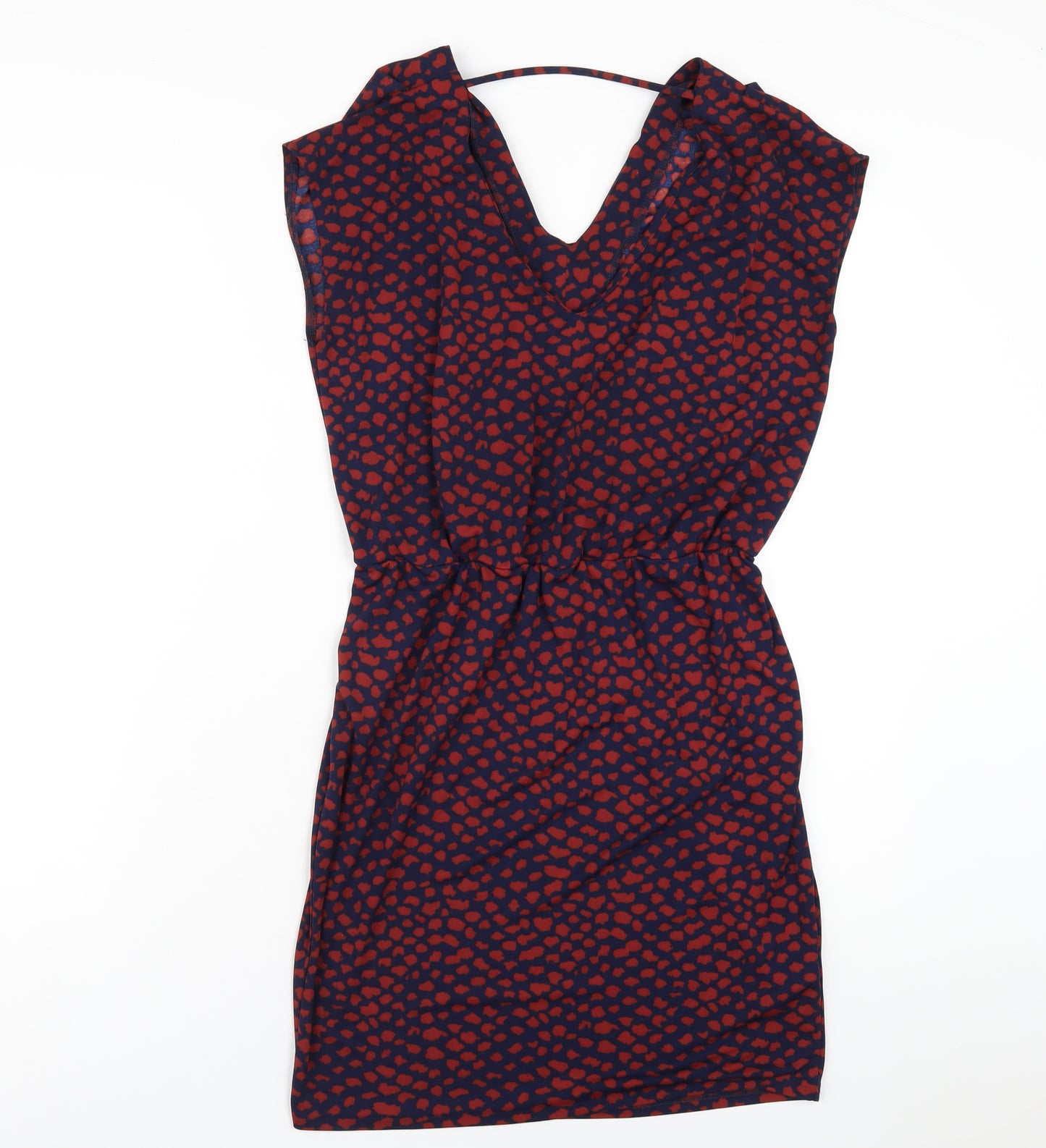 NEXT Womens Blue Geometric Polyester A-Line Size 10 V-Neck Pullover