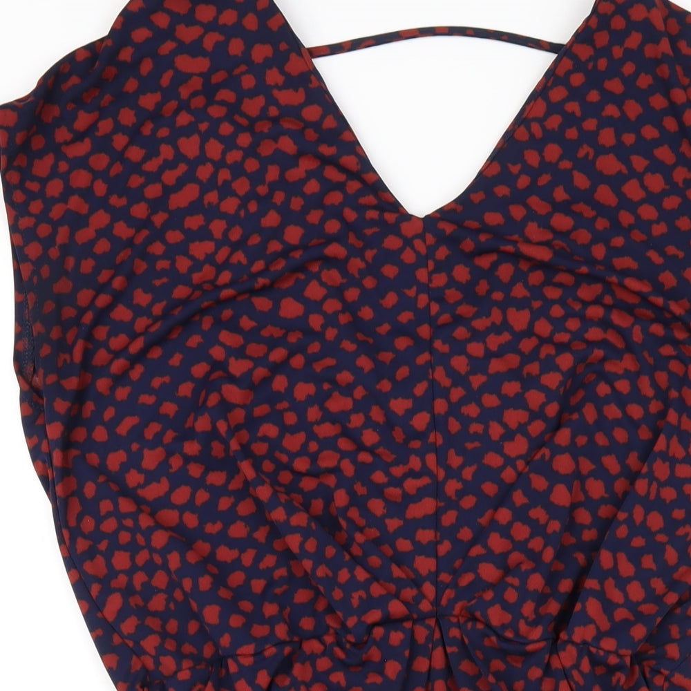 NEXT Womens Blue Geometric Polyester A-Line Size 10 V-Neck Pullover