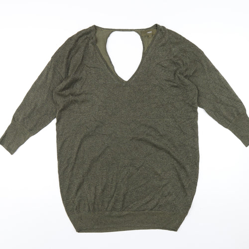 NEXT Womens Green V-Neck Viscose Pullover Jumper Size 12