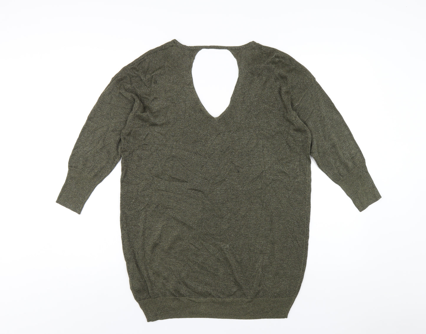 NEXT Womens Green V-Neck Viscose Pullover Jumper Size 12