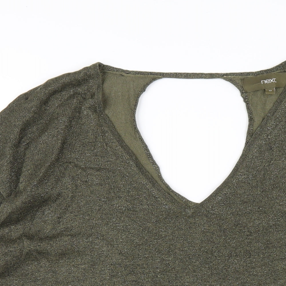 NEXT Womens Green V-Neck Viscose Pullover Jumper Size 12