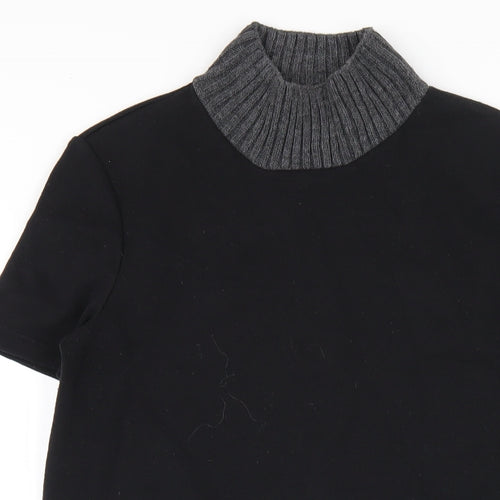 Zara Womens Black Polyester A-Line Size S Mock Neck Pullover