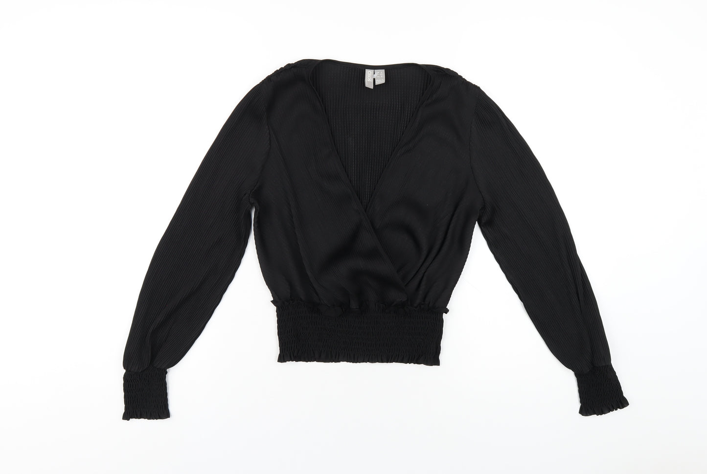 ASOS Womens Black Polyester Basic T-Shirt Size 6 V-Neck