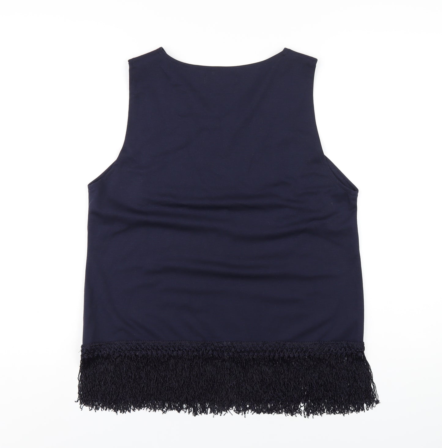 Urban Precinct Womens Blue Polyester Basic Tank Size 16 V-Neck - Tassel Hem