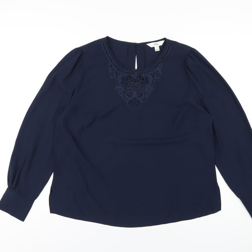 Marks and Spencer Womens Blue Polyester Basic T-Shirt Size 14 Round Neck