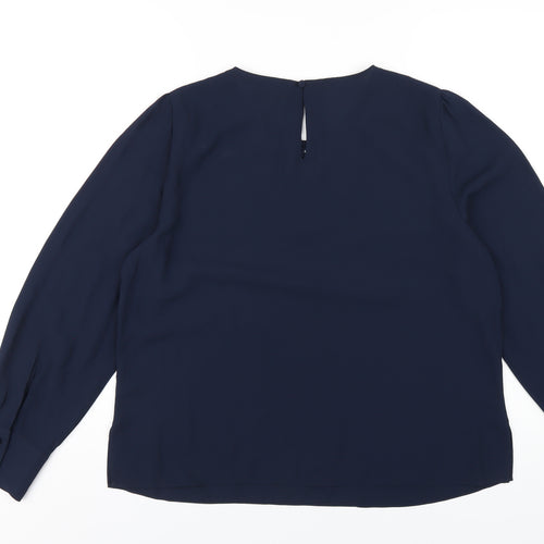 Marks and Spencer Womens Blue Polyester Basic T-Shirt Size 14 Round Neck