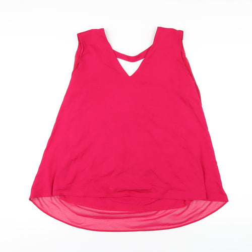 Phase Eight Womens Pink Viscose Basic Tank Size 12 V-Neck