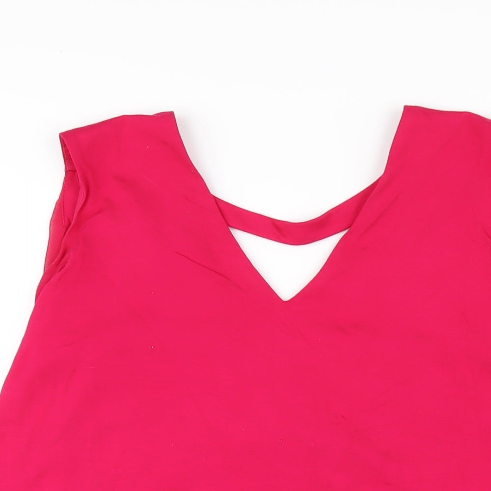 Phase Eight Womens Pink Viscose Basic Tank Size 12 V-Neck