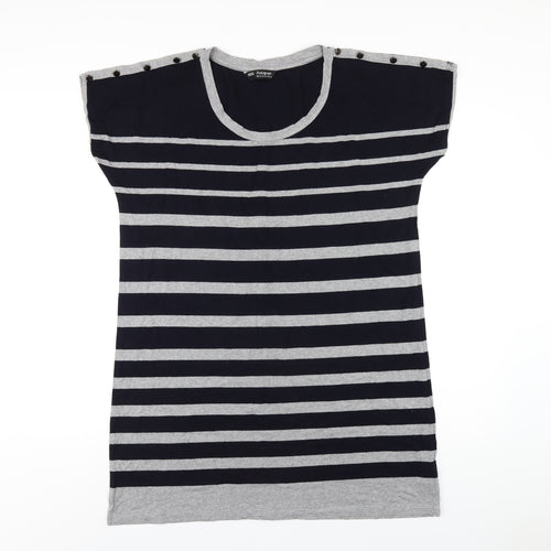 Autograph Womens Blue Striped Viscose Slip Dress Size 16 Round Neck Pullover