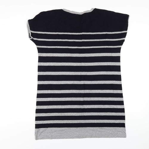 Autograph Womens Blue Striped Viscose Slip Dress Size 16 Round Neck Pullover