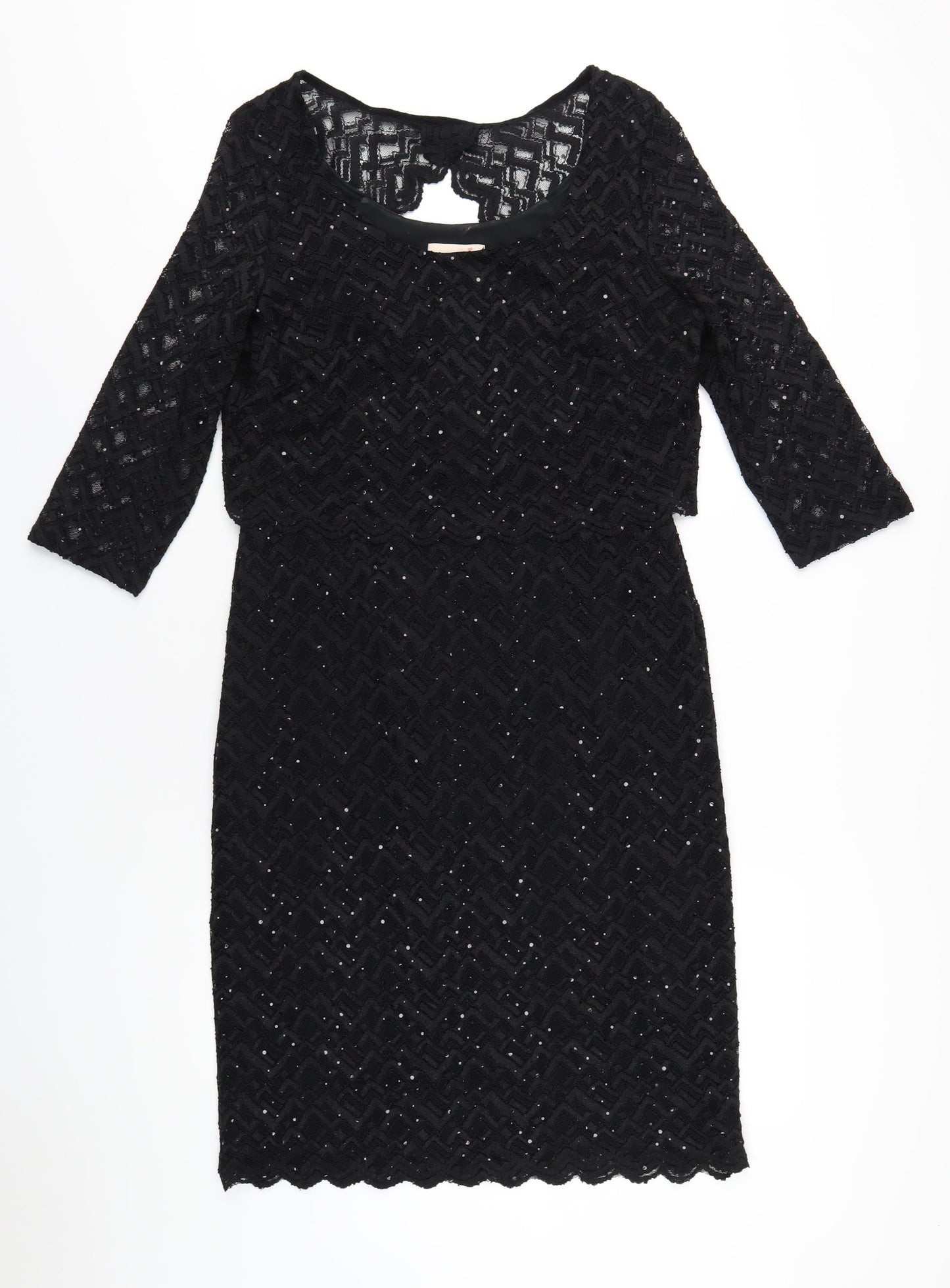 Per Una Womens Black Polyester Pencil Dress Size 16 Round Neck Pullover