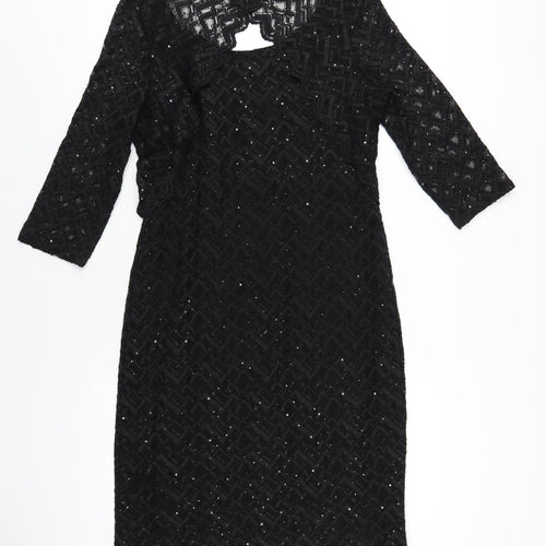 Per Una Womens Black Polyester Pencil Dress Size 16 Round Neck Pullover