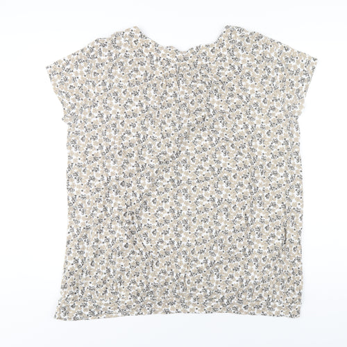 Debenhams Womens Beige Floral Polyester Basic T-Shirt Size 20 Scoop Neck