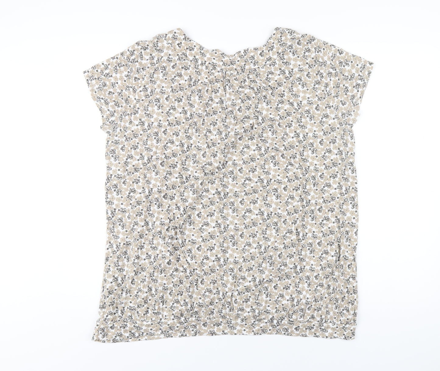 Debenhams Womens Beige Floral Polyester Basic T-Shirt Size 20 Scoop Neck