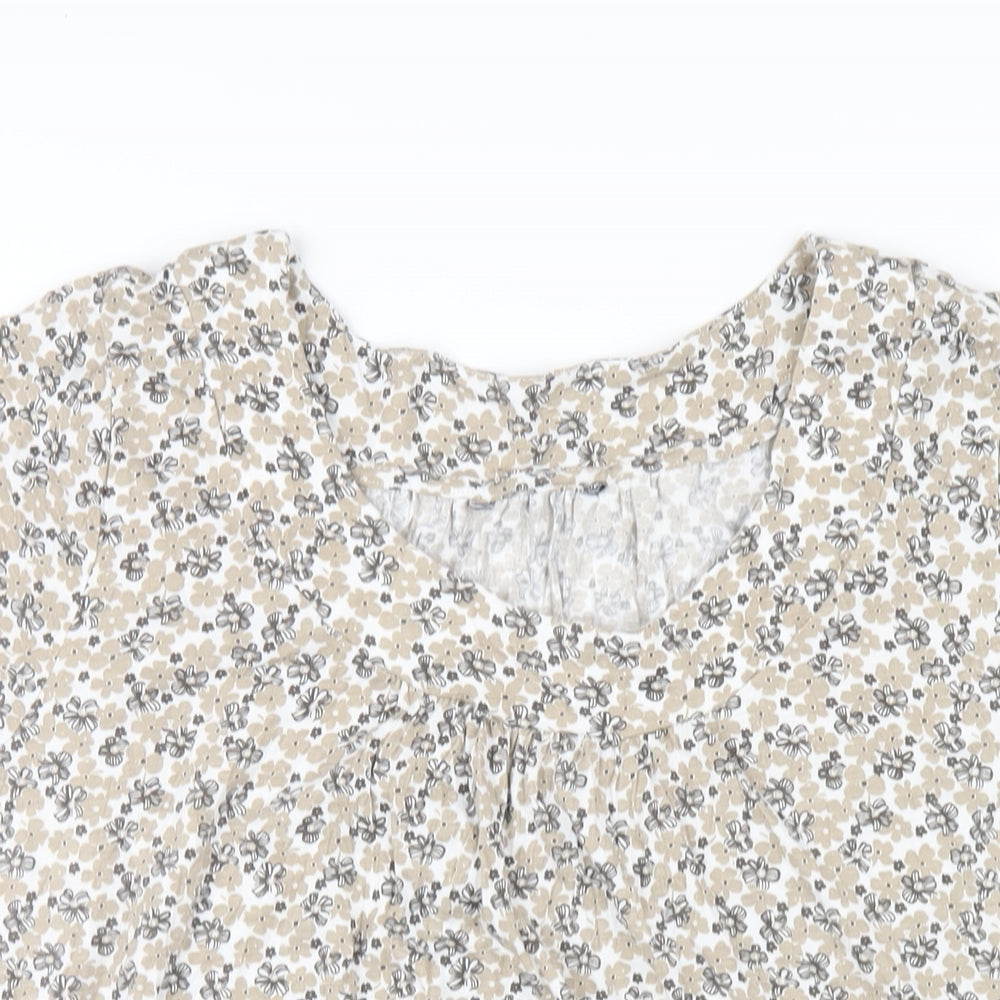 Debenhams Womens Beige Floral Polyester Basic T-Shirt Size 20 Scoop Neck
