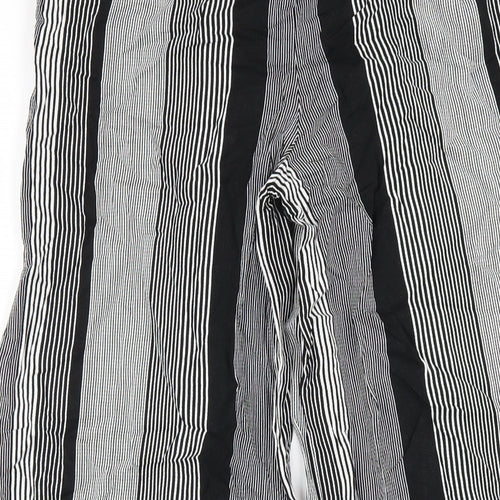Marks and Spencer Womens Black Striped Viscose Trousers Size 8 L26 in Regular