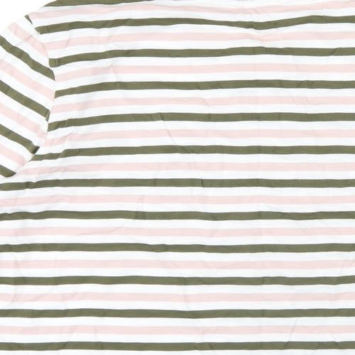 Marks and Spencer Womens Multicoloured Striped Cotton Basic T-Shirt Size 14 Off the Shoulder
