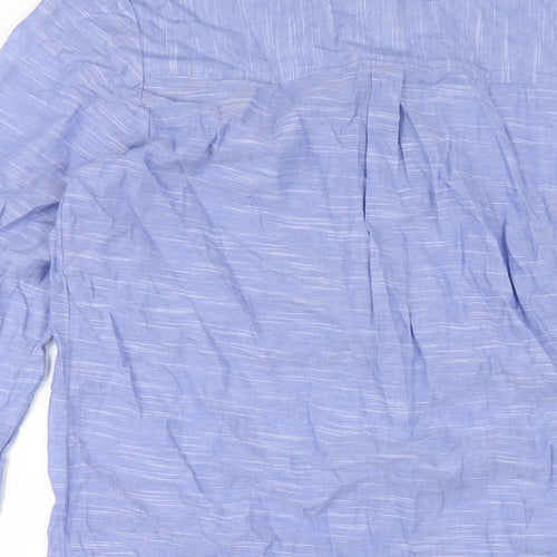 Marks and Spencer Womens Blue Cotton Shirt Dress Size S V-Neck Button