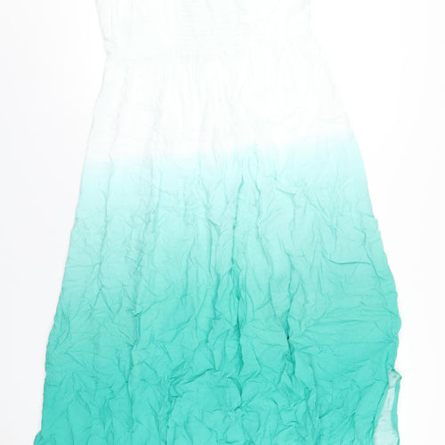 Marks and Spencer Womens Green Tie Dye Viscose Maxi Size 16 V-Neck Pullover